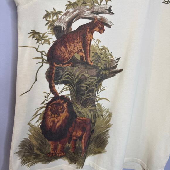 Ovadia New York Polo Shirt Jangle Safari Animal Print Cream Sz XL - Picture 12 of 12